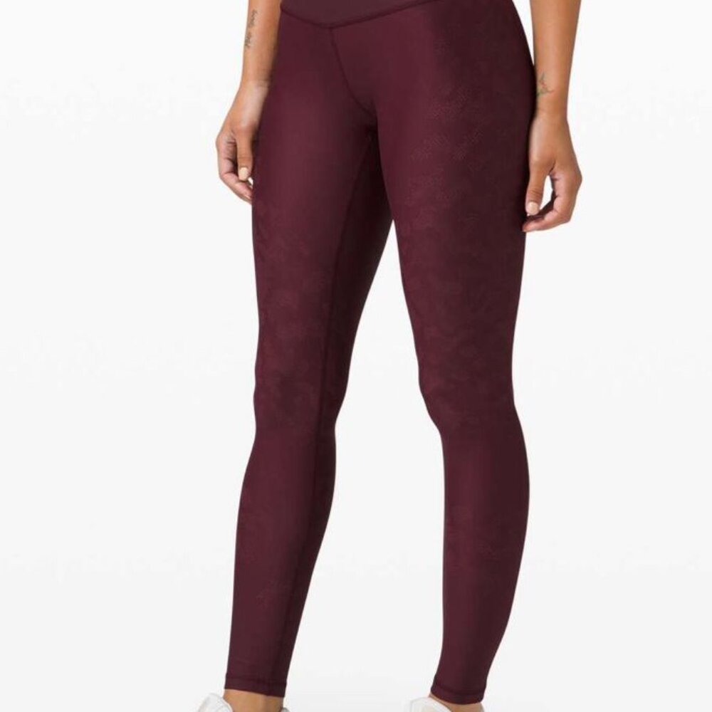 Lululemon Mapped Out High Rise Tight 28" Camo Cassis / Smoky Red  Sz 6